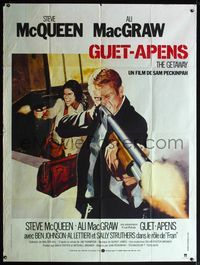 5n452 GETAWAY French 1p R80 art of Steve McQueen & Ali McGraw by Ferracci, Sam Peckinpah
