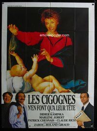 5n522 LES CIGOGNES N'EN FONT QU'A LEUR TETE French 1p '89 odd Raphael take-off of Madonna & child!