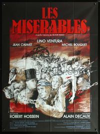 5n523 LES MISERABLES French 1p '82 cool cast montage art by Rene Carel & J. Gourmelin!