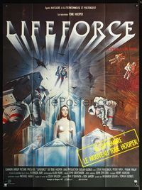 5n526 LIFEFORCE French 1p '85 Tobe Hooper, cool completely different sci-fi art by Raffin!