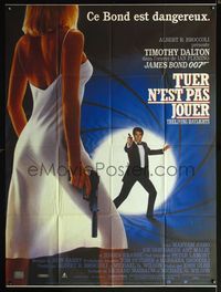 5n527 LIVING DAYLIGHTS French 1p '87 Timothy Dalton as James Bond & sexy Maryam d'Abo with gun!