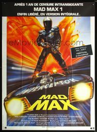 5n528 MAD MAX French 1p '79 best art of wasteland cop Mel Gibson by Hamagami, George Miller classic