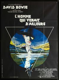5n534 MAN WHO FELL TO EARTH French 1p '76 Nicolas Roeg, best artwork of David Bowie by Vic Fair!