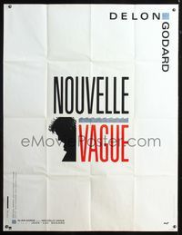 5n554 NEW WAVE DS French 1p '90 Jean-Luc Godard's Nouvelle Vague, Alain Delon, cool title design!
