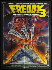 5n559 NIGHTMARE ON ELM STREET 3 French 1p '87 best different art of Freddy Krueger by Melki!
