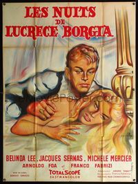 5n561 NIGHTS OF LUCRETIA BORGIA French 1p R60s sexy Belinda Lee grabbed by Jacques Sernas by Okley!