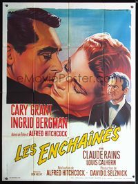 5n562 NOTORIOUS French 1p R70s different art of Cary Grant & Ingrid Bergman by Roger Soubie!
