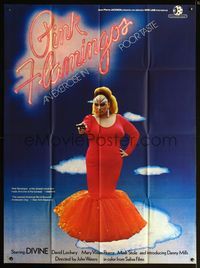 5n576 PINK FLAMINGOS French 1p '72 Divine, Mink Stole, John Waters' classic exercise in poor taste!