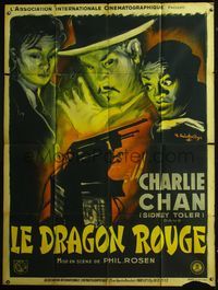 5n591 RED DRAGON French 1p '45 different art of Sidney Toler as Charlie Chan by V. Cristellys!