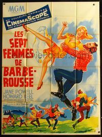 5n605 SEVEN BRIDES FOR SEVEN BROTHERS French 1p '54 art of Jane Powell & Keel by Roger Soubie!