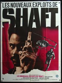 5n606 SHAFT'S BIG SCORE French 1p '72 different c/u of mean Richard Roundtree with gun & running!