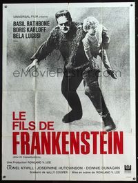 5n610 SON OF FRANKENSTEIN French 1p R69 different image of monster Boris Karloff holding child!