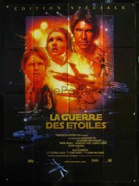 5n615 STAR WARS French 1p R97 George Lucas classic sci-fi epic, great art by Drew Struzan!