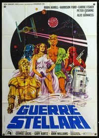 5n275 STAR WARS Italian 1p '77 George Lucas sci-fi epic, completely different art by Papuzza!