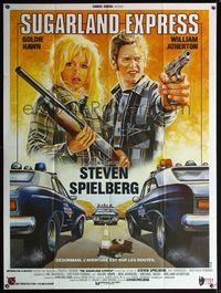 5n621 SUGARLAND EXPRESS French 1p R80s Steven Spielberg, different art of Goldie Hawn & Atherton!