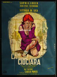 5n633 TWO WOMEN French 1p '62 Vittorio De Sica's La Ciociara, art of Sophia Loren by Georges Allard