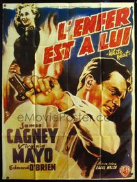 5n644 WHITE HEAT French 1p R70s James Cagney is Cody Jarrett, classic noir, top of the world, Ma!