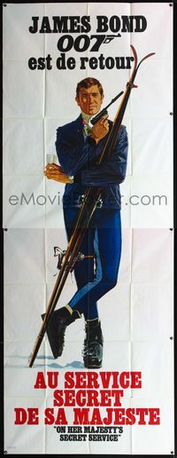 5n313 ON HER MAJESTY'S SECRET SERVICE French giant door panel '70 George Lazenby as James Bond 007!