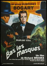 5n325 DEADLINE-U.S.A. French 30.5x43 R75 newspaper editor Humphrey Bogart, cool different art!