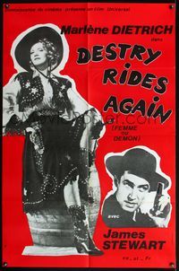 5n326 DESTRY RIDES AGAIN French 30.5x46.25 R80s full-length Marlene Dietrich + James Stewart!