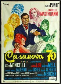 5n165 CASANOVA '70 Italian 1p '65 art of Mastroianni w/sexy Virna Lisi & 4 other girls by Ciriello!