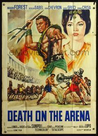 5n173 COLOSSUS OF THE ARENA Italian 1p '62 cool art of Mark Forest as Maciste, Death on the Arena!