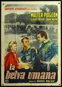 5n179 DARK COMMAND Italian 1p '50s art of John Wayne, Walter Pidgeon & Claire Trevor by Geleng!