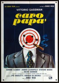 5n182 DEAR FATHER Italian 1p '79 Dino Risi's Caro papa, wacky art of man with target head & cigar!