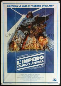 5n193 EMPIRE STRIKES BACK Italian 1p '80 George Lucas sci-fi classic, cool artwork by Tom Jung!