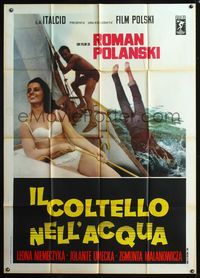 5n224 KNIFE IN THE WATER Italian 1p R68 Roman Polanski, sexy girl & guy pushing other guy off boat!