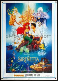 5n228 LITTLE MERMAID Italian 1p '89 Ariel & cast, Disney underwater cartoon!