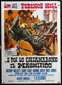 5n235 MAN OF THE EAST Italian 1p '74 great art of cowboy Terence Hill on cool gun bike by Symeoni!