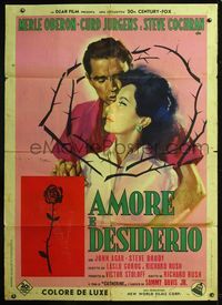 5n242 OF LOVE & DESIRE Italian 1p '63 different romantic art of Merle Oberon & Curt Jurgens!