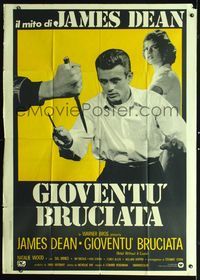 5n253 REBEL WITHOUT A CAUSE Italian 1p R70s great different image of James Dean in knife fight!