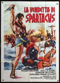 5n258 REVENGE OF SPARTACUS Italian 1p R70s La vendetta di Spartacus, Aller Roman soldier art!