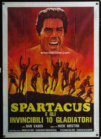 5n272 SPARTACUS & THE TEN GLADIATORS Italian 1p R80s art of Dan Vadis & his men attacking by Aller!