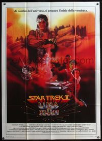 5n274 STAR TREK II Italian 1p '82 The Wrath of Khan, art of Nimoy, Shatner & Montalban by Bob Peak!