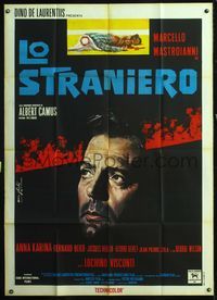 5n277 STRANGER Italian 1p '68 Luchino Visconti's Lo Straniero, art of Mastroianni by Nistri!