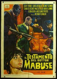 5n285 TESTAMENT OF DR. MABUSE Italian 1p '62 cool gold robbery art by Rodolfo Gasparri!