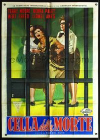 5n300 WHY MUST I DIE Italian 1p '60 different art of Terry Moore restrained behind bars by Nistri!
