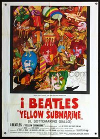 5n303 YELLOW SUBMARINE Italian 1p R70s cool psychedelic art of Beatles John, Paul, Ringo & George!