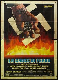5n110 CROSS OF IRON Italian 2p '77 Sam Peckinpah, different World War II Nazi swastika art!