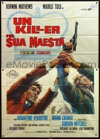 5n117 KILLER LIKES CANDY Italian 2p '68 art of Kerwin Mathews wrestling gun from man by Cesselon!