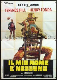 5n121 MY NAME IS NOBODY Italian 2p '74 art of Terence Hill shooting at Henry Fonda by Casaro!