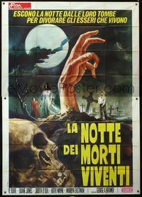 5n122 NIGHT OF THE LIVING DEAD Italian 2p '68 Romero, art of zombies in graveyard by Ciriello!