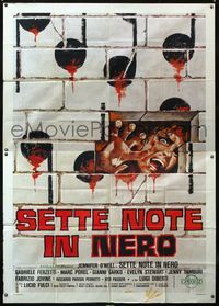 5n126 PSYCHIC Italian 2p '77 Lucio Fulci's 7 Note in Nero, art of man trapped behind brick wall!