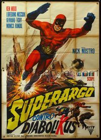 5n131 SUPERARGO VS. DIABOLICUS Italian 2p '67 cool art of masked hero by Renato Casaro!