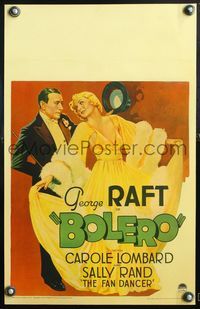 5n012 BOLERO WC '34 fantastic art of George Raft in tuxedo with glamorous sexy Carole Lombard!