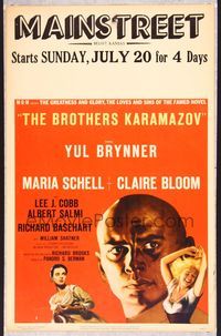5n013 BROTHERS KARAMAZOV WC '58 huge headshot of Yul Brynner, sexy Maria Schell & Claire Bloom!