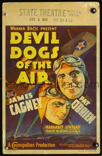 5n022 DEVIL DOGS OF THE AIR WC '35 great art of pilots James Cagney & Pat O'Brien wearing helmets!
